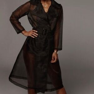 JLUXLABEL BLACK CORNWELL SHEER COAT